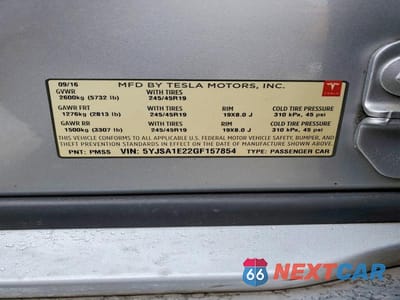 Zdjęcie 12 z 12 samochodu: 2016 TESLA MODEL S VIN:5YJSA1E22GF157854 - miniatura