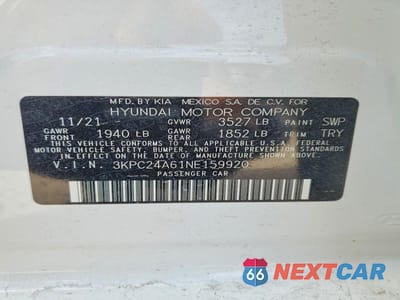 Zdjęcie 13 z 13 samochodu: 2022 HYUNDAI ACCENT SE VIN:3KPC24A61NE159920 - miniatura