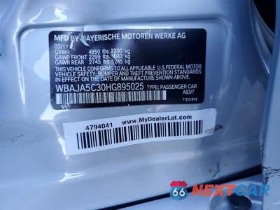 Zdjęcie 12 z 12 samochodu: 2017 BMW 530 I VIN:WBAJA5C30HG895025 - miniatura