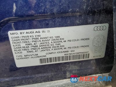 Zdjęcie 12 z 12 samochodu: 2023 AUDI Q4 E-TRON TECHNIK VIN:WA1M2AFZ8PP062507 - miniatura