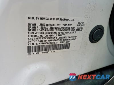 Zdjęcie 13 z 13 samochodu: 2018 HONDA PILOT EX VIN:5FNYF6H38JB071078 - miniatura