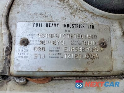 Zdjęcie 12 z 12 samochodu: 2006 SUBARU LEGACY OUTBACK 2.5I VIN:4S4BP61C767301540 - miniatura