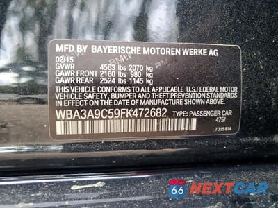 Zdjęcie 12 z 12 samochodu: 2015 BMW 335 I VIN:WBA3A9C59FK472682 - miniatura