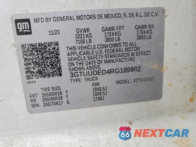 Zdjęcie 13 z 13 samochodu: 2024 GMC SIERRA K1500 SLT VIN:3GTUUDED4RG189902 - miniatura