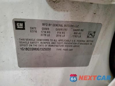 Zdjęcie 12 z 12 samochodu: 2016 CHEVROLET CRUZE LS VIN:1G1BC5SM0G7325030 - miniatura