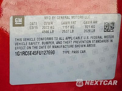 Zdjęcie 12 z 13 samochodu: 2015 CHEVROLET VOLT VIN:1G1RC6E45FU127690 - miniatura