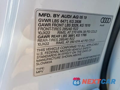 Zdjęcie 13 z 13 samochodu: 2019 AUDI Q8 PREMIUM PLUS S-LINE VIN:WA1EVAF10KD042123 - miniatura