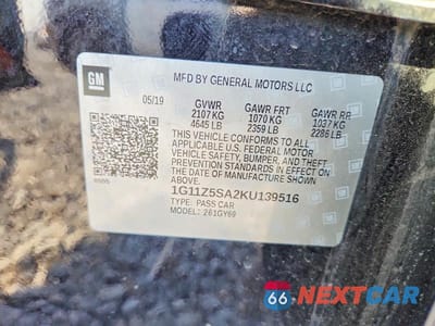 Zdjęcie 13 z 13 samochodu: 2019 CHEVROLET IMPALA LT VIN:1G11Z5SA2KU139516 - miniatura