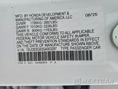 Zdjęcie 12 z 12 samochodu: 2025 ACURA INTEGRA TYPE S VIN:19UDE5G93SA003297 - miniatura