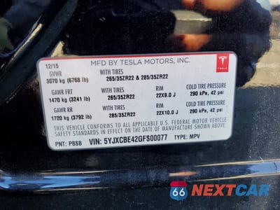 Zdjęcie 14 z 14 samochodu: 2016 TESLA MODEL X VIN:5YJXCBE42GFS00077 - miniatura