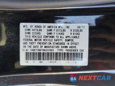 Zdjęcie 13 z 13 samochodu: 2017 HONDA ACCORD EXL VIN:1HGCT2B87HA005965 - miniatura