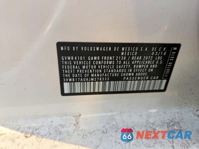 Zdjęcie 12 z 12 samochodu: 2018 VOLKSWAGEN GOLF S VIN:3VWB17AU6JM278333 - miniatura