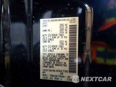 Zdjęcie 12 z 12 samochodu: 2022 NISSAN ROGUE SV VIN:5N1BT3BA3NC694790 - miniatura