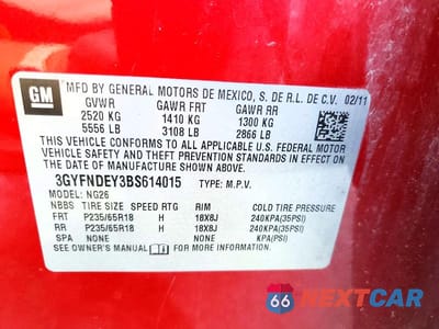 Zdjęcie 13 z 13 samochodu: 2011 CADILLAC SRX LUXURY COLLECTION VIN:3GYFNDEY3BS614015 - miniatura
