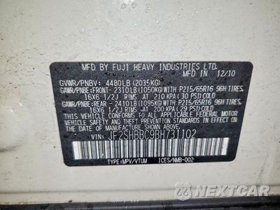 Zdjęcie 13 z 13 samochodu: 2011 SUBARU FORESTER 2.5X VIN:JF2SHBBC9BH731102 - miniatura