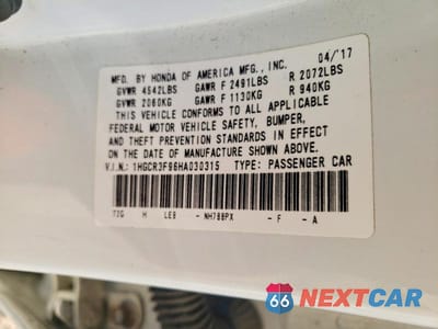 Zdjęcie 12 z 12 samochodu: 2017 HONDA ACCORD TOURING VIN:1HGCR3F96HA030315 - miniatura