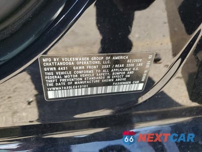 Zdjęcie 12 z 12 samochodu: 2020 VOLKSWAGEN PASSAT R-LINE VIN:1VWMA7A33LC013101 - miniatura