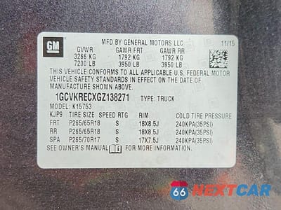 Zdjęcie 12 z 12 samochodu: 2016 CHEVROLET SILVERADO K1500 LT VIN:1GCVKRECXGZ138271 - miniatura