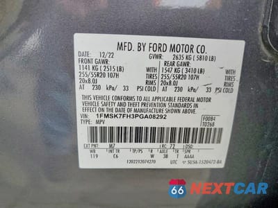 Zdjęcie 13 z 13 samochodu: 2023 FORD EXPLORER LIMITED VIN:1FMSK7FH3PGA08292 - miniatura