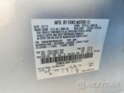 Zdjęcie 13 z 14 samochodu: 2015 FORD FLEX SE VIN:2FMGK5B87FBA03182 - miniatura