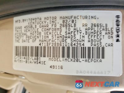 Zdjęcie 12 z 12 samochodu: 2001 TOYOTA AVALON XLS VIN:4T1BF28B61U164254 - miniatura