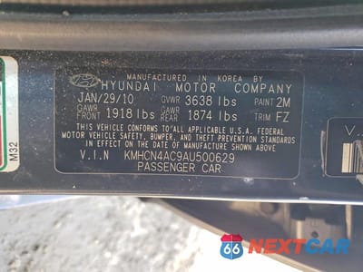 Zdjęcie 12 z 12 samochodu: 2010 HYUNDAI ACCENT GLS VIN:KMHCN4AC9AU500629 - miniatura