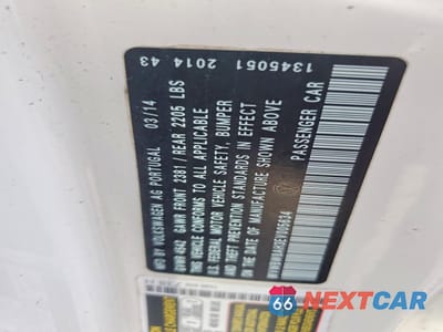 Zdjęcie 12 z 12 samochodu: 2014 VOLKSWAGEN EOS KOMFORT VIN:WVWBW8AH3EV005634 - miniatura