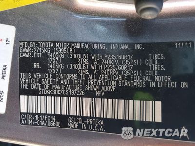 Zdjęcie 13 z 13 samochodu: 2012 TOYOTA SIENNA LE VIN:5TDKK3DC7CS197226 - miniatura
