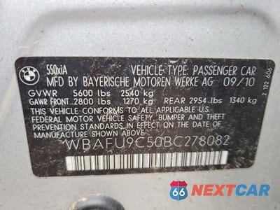 Zdjęcie 12 z 12 samochodu: 2011 BMW 550 XI VIN:WBAFU9C50BC278082 - miniatura