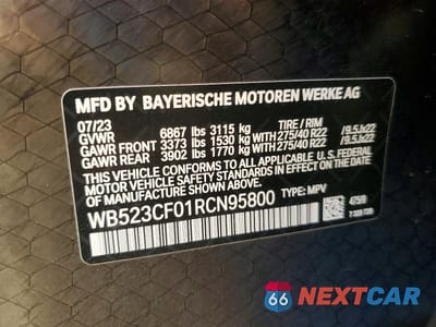Zdjęcie 14 z 14 samochodu: 2024 BMW IX XDRIVE50 VIN:WB523CF01RCN95800 - miniatura