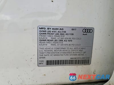 Zdjęcie 12 z 12 samochodu: 2018 AUDI Q3 PREMIUM VIN:WA1BCCFS1JR013292 - miniatura