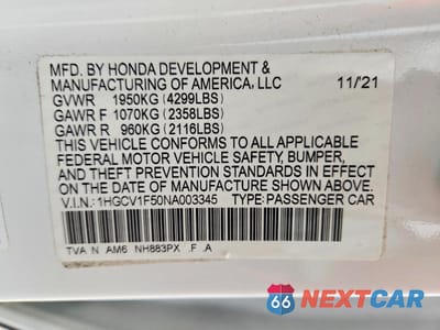 Zdjęcie 12 z 12 samochodu: 2022 HONDA ACCORD EXL VIN:1HGCV1F50NA003345 - miniatura
