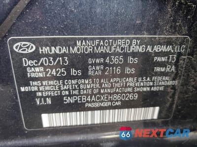 Zdjęcie 12 z 12 samochodu: 2014 HYUNDAI SONATA GLS VIN:5NPEB4ACXEH860269 - miniatura