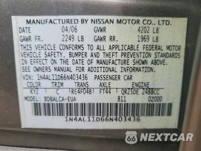 Zdjęcie 23 z 24 samochodu: 2006 NISSAN ALTIMA 2.5 VIN:1N4AL11D66N403436 - miniatura