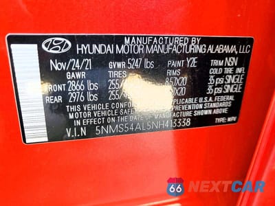 Zdjęcie 12 z 12 samochodu: 2022 HYUNDAI SANTA FE CALLIGRAPHY VIN:5NMS54AL5NH413338 - miniatura