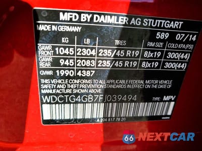 Zdjęcie 13 z 13 samochodu: 2015 MERCEDES-BENZ GLA 250 4MATIC VIN:WDCTG4GB7FJ039494 - miniatura