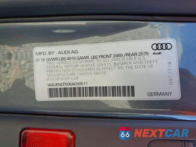 Zdjęcie 12 z 12 samochodu: 2019 AUDI A5 PREMIUM PLUS S-LINE VIN:WAUENCF50KA030511 - miniatura