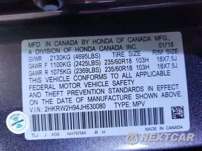 Zdjęcie 14 z 14 samochodu: 2018 HONDA CR-V TOURING VIN:2HKRW2H94JH630080 - miniatura