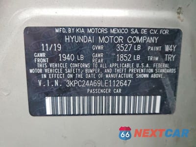 Zdjęcie 12 z 12 samochodu: 2020 HYUNDAI ACCENT SE VIN:3KPC24A69LE112647 - miniatura