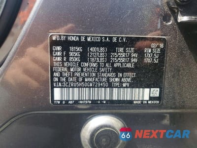 Zdjęcie 13 z 13 samochodu: 2016 HONDA HR-V EX VIN:3CZRU5H50GM729450 - miniatura