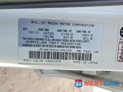 Zdjęcie 12 z 12 samochodu: 2016 MAZDA 3 GRAND TOURING VIN:JM1BM1N32G1292339 - miniatura