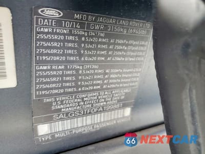 Zdjęcie 13 z 13 samochodu: 2015 LAND ROVER RANGE ROVER SUPERCHARGED VIN:SALGS3TF0FA199881 - miniatura
