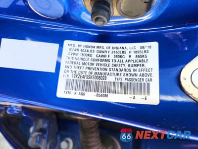 Zdjęcie 12 z 12 samochodu: 2019 HONDA INSIGHT TOURING VIN:19XZE4F95KE008028 - miniatura