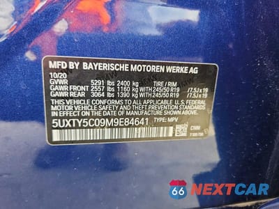 Zdjęcie 13 z 13 samochodu: 2021 BMW X3 XDRIVE30I VIN:5UXTY5C09M9E84641 - miniatura