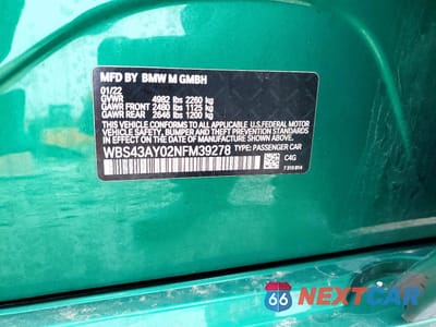 Zdjęcie 12 z 12 samochodu: 2022 BMW M3 COMPETITION VIN:WBS43AY02NFM39278 - miniatura