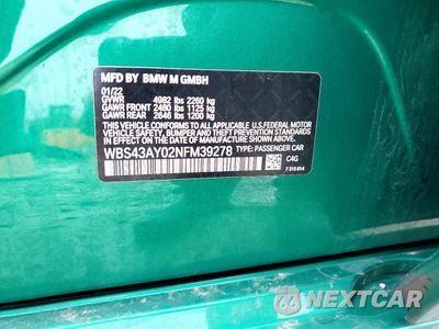 Zdjęcie 12 z 12 samochodu: 2022 BMW M3 COMPETITION VIN:WBS43AY02NFM39278 - miniatura