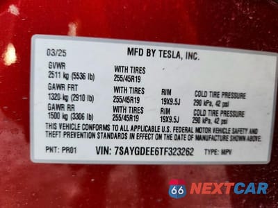 Zdjęcie 14 z 14 samochodu: 2026 TESLA MODEL Y VIN:7SAYGDEE6TF323262 - miniatura