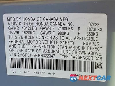 Zdjęcie 12 z 12 samochodu: 2023 HONDA CIVIC TOURING VIN:2HGFE1F94PH322347 - miniatura