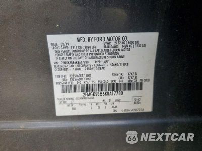 Zdjęcie 13 z 13 samochodu: 2019 FORD FLEX VIN:2FMGK5B86KBA17780 - miniatura