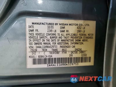 Zdjęcie 12 z 12 samochodu: 2006 NISSAN ALTIMA 2.5 VIN:1N4AL11D96N329753 - miniatura